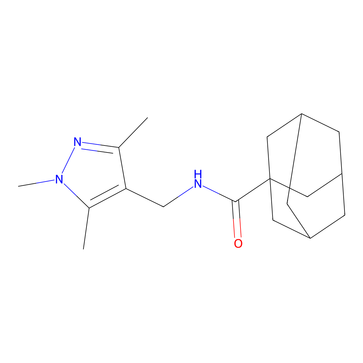 N-[(1,3,5-trimethylpyrazol-4-yl)methyl]adamantane-1-carboxamide molecular structure, CAS 492456-67-4