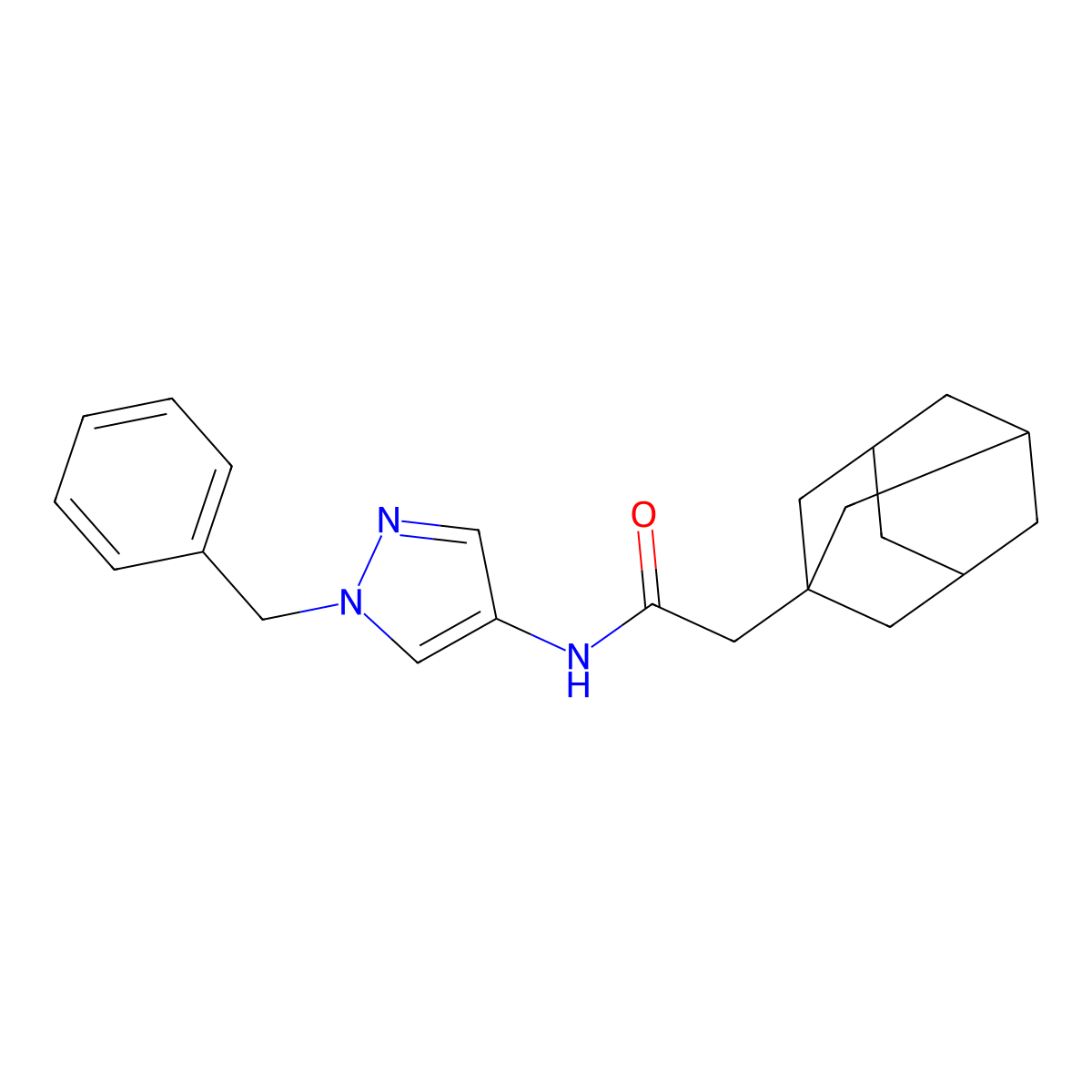 2-(1-adamantyl)-N-(1-benzyl-1H-pyrazol-4-yl)acetamide molecular structure, CAS 492456-70-9