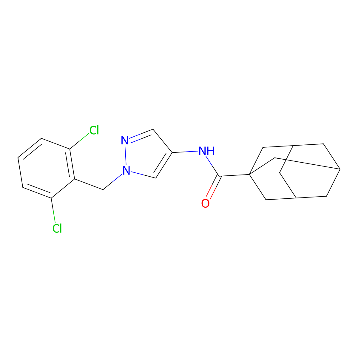 N-[1-[(2,6-dichlorophenyl)methyl]pyrazol-4-yl]adamantane-1-carboxamide molecular structure, CAS 492456-77-6