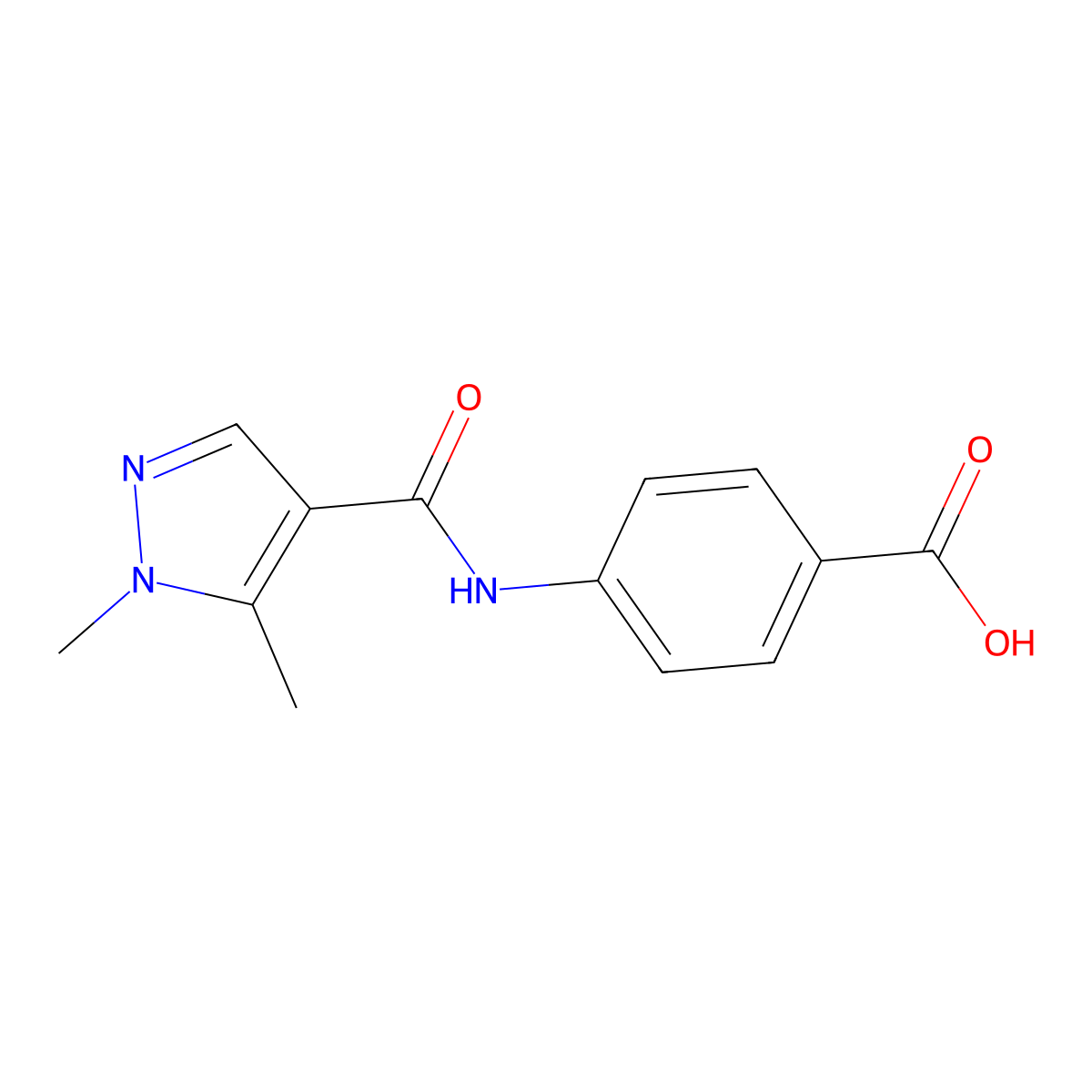 4-{[(1,5-dimethyl-1H-pyrazol-4-yl)carbonyl]amino}benzoic acid molecular structure, CAS 492457-63-3