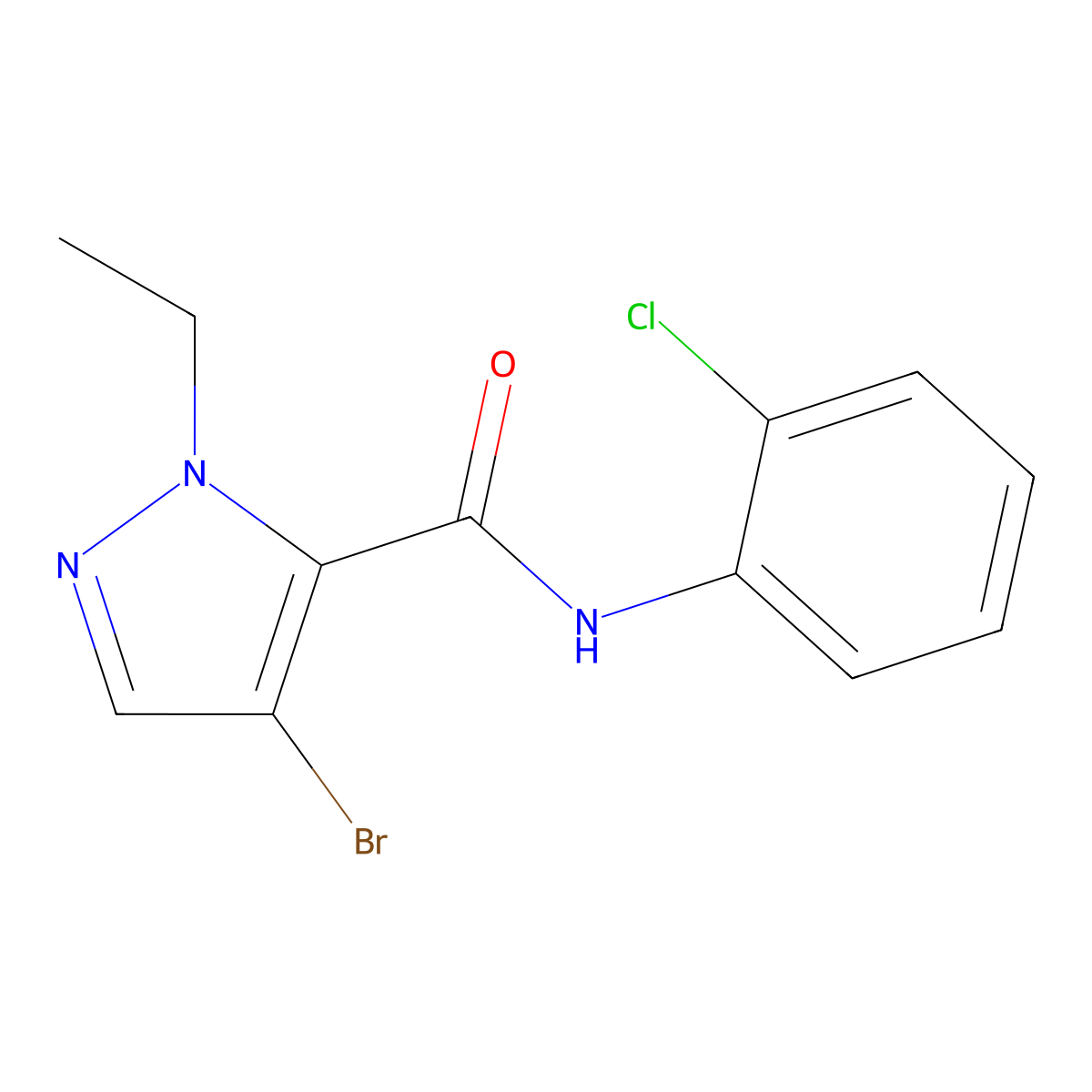 4-bromo-N-(2-chlorophenyl)-2-ethylpyrazole-3-carboxamide molecular structure, CAS 492457-64-4
