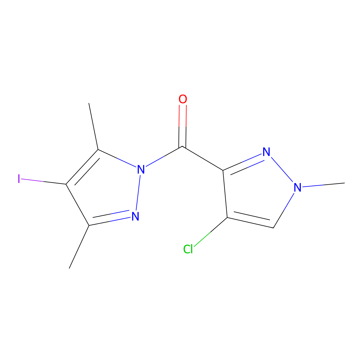 (4-Chloro-1-methylpyrazol-3-yl)-(4-iodo-3,5-dimethylpyrazol-1-yl)methanone molecular structure, CAS 492457-72-4