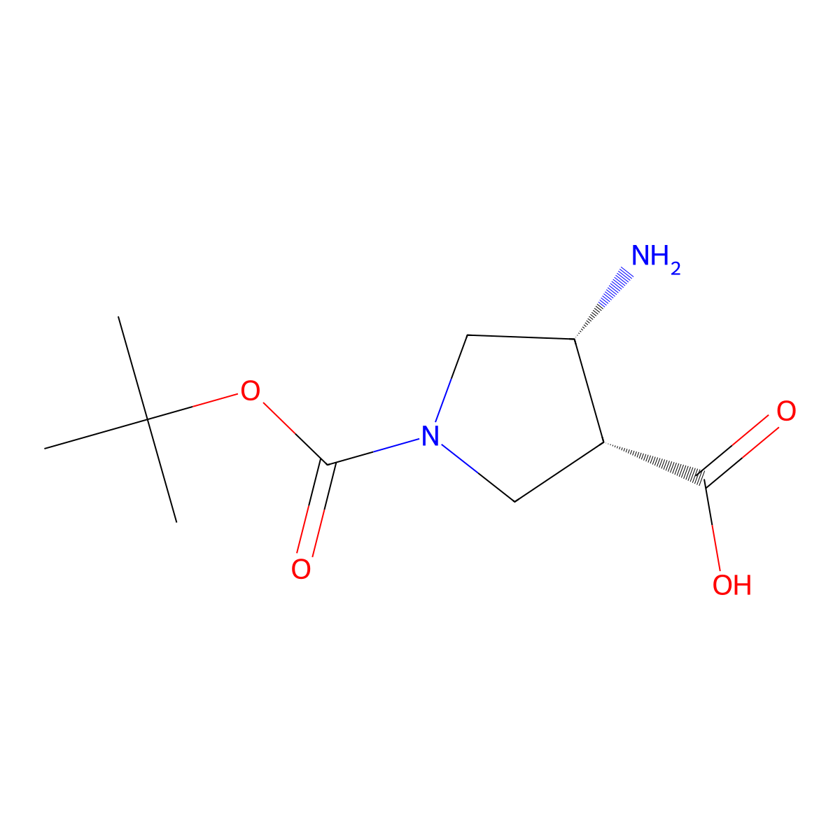 (3R,4R)-4-Amino-1-(tert-butoxycarbonyl)pyrrolidine-3-carboxylic acid molecular structure, CAS 492462-02-9