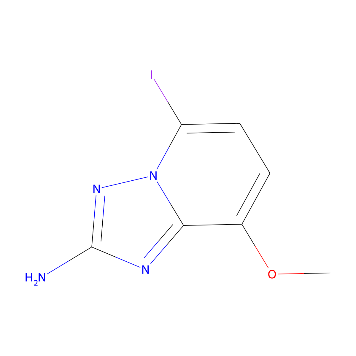5-Iodo-8-methoxy-[1,2,4]triazolo[1,5-A]pyridin-2-amine molecular structure, CAS 492468-97-0