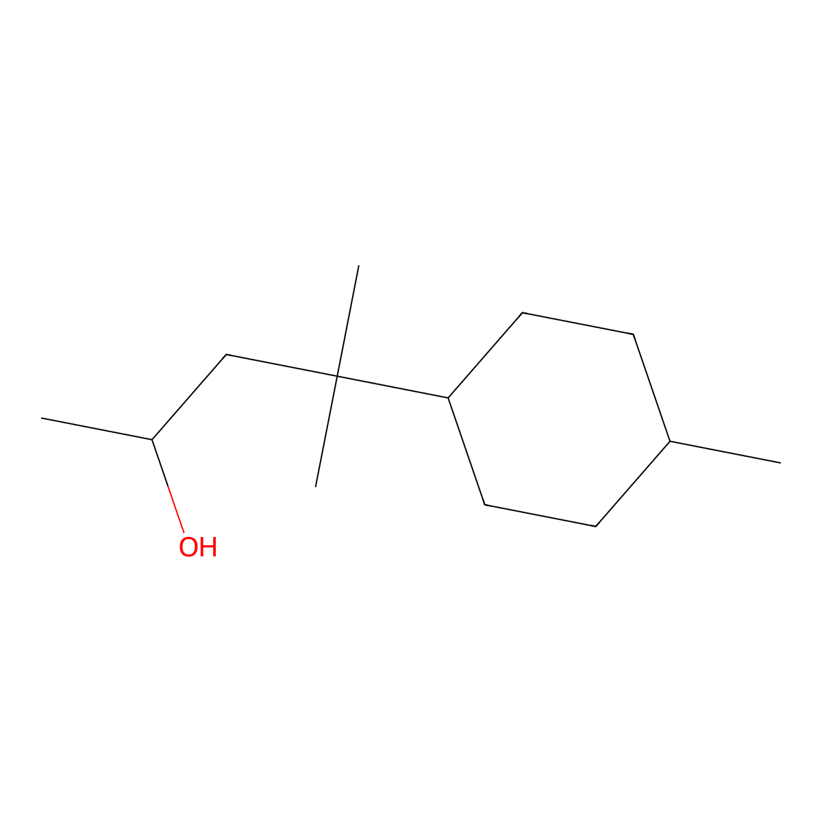 Cyclohexanepropanol, alpha,gamma,gamma,4-tetramethyl- molecular structure, CAS 4927-40-6