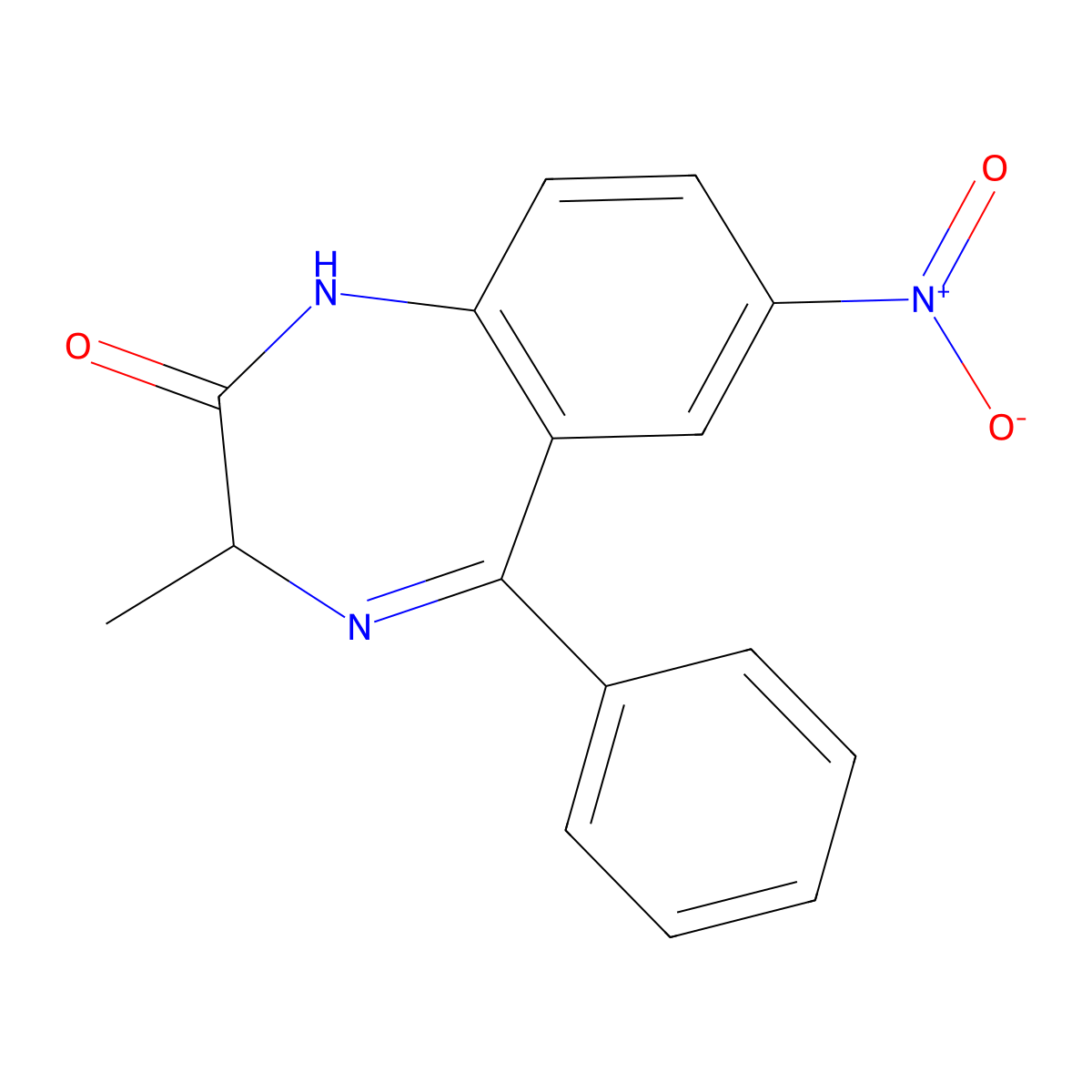1H-1,4-Benzodiazepin-2(3H)-one, 3-methyl-5-phenyl-7-nitro- molecular structure, CAS 4928-07-8