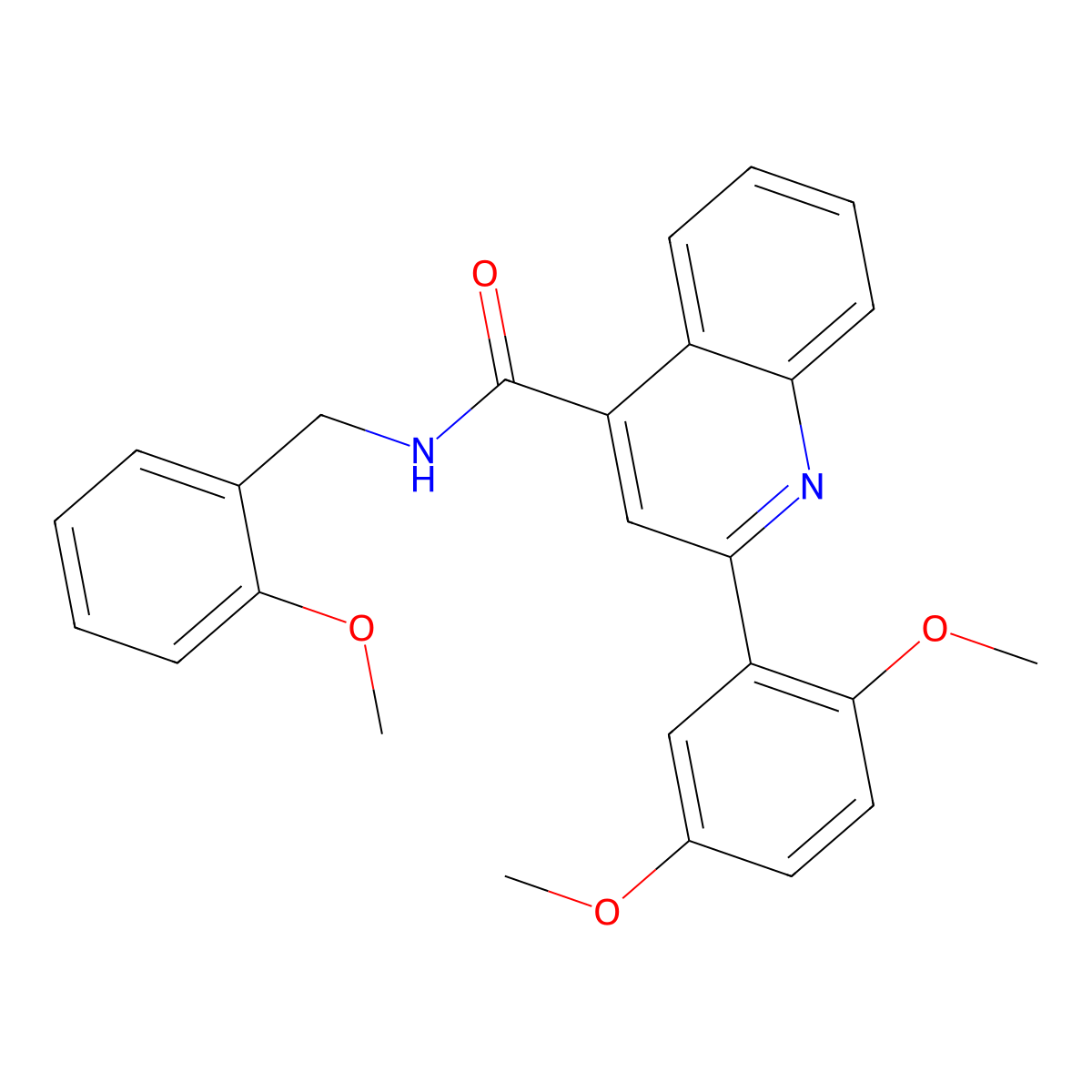 2-(2,5-dimethoxyphenyl)-N-[(2-methoxyphenyl)methyl]quinoline-4-carboxamide molecular structure, CAS 492997-64-5