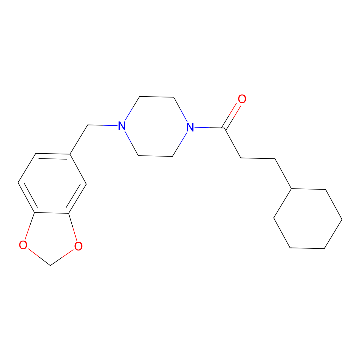 1-[4-(1,3-Benzodioxol-5-ylmethyl)piperazin-1-yl]-3-cyclohexylpropan-1-one molecular structure, CAS 492997-69-0