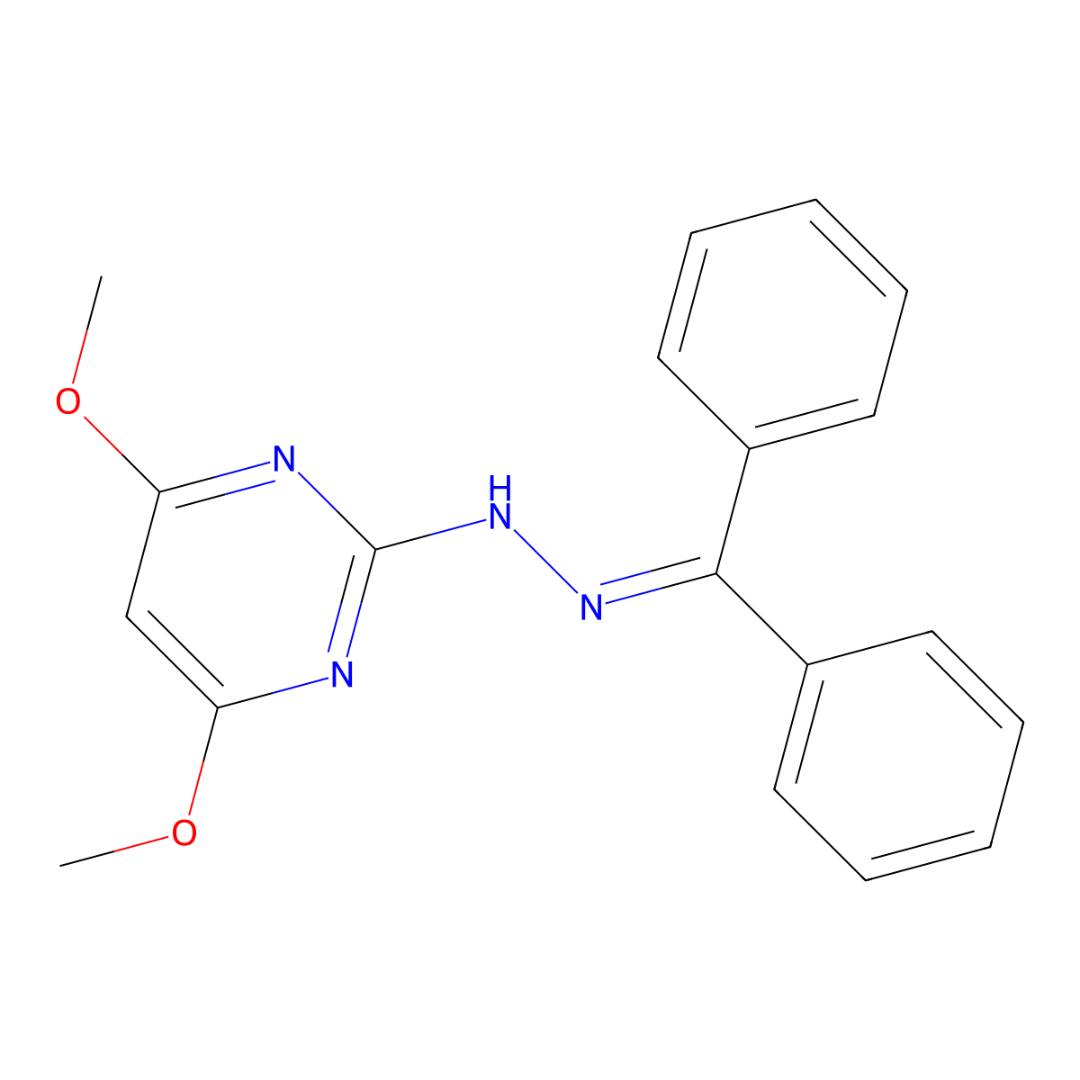 Diphenylmethanone (4,6-dimethoxy-2-pyrimidinyl)hydrazone molecular structure, CAS 492997-83-8