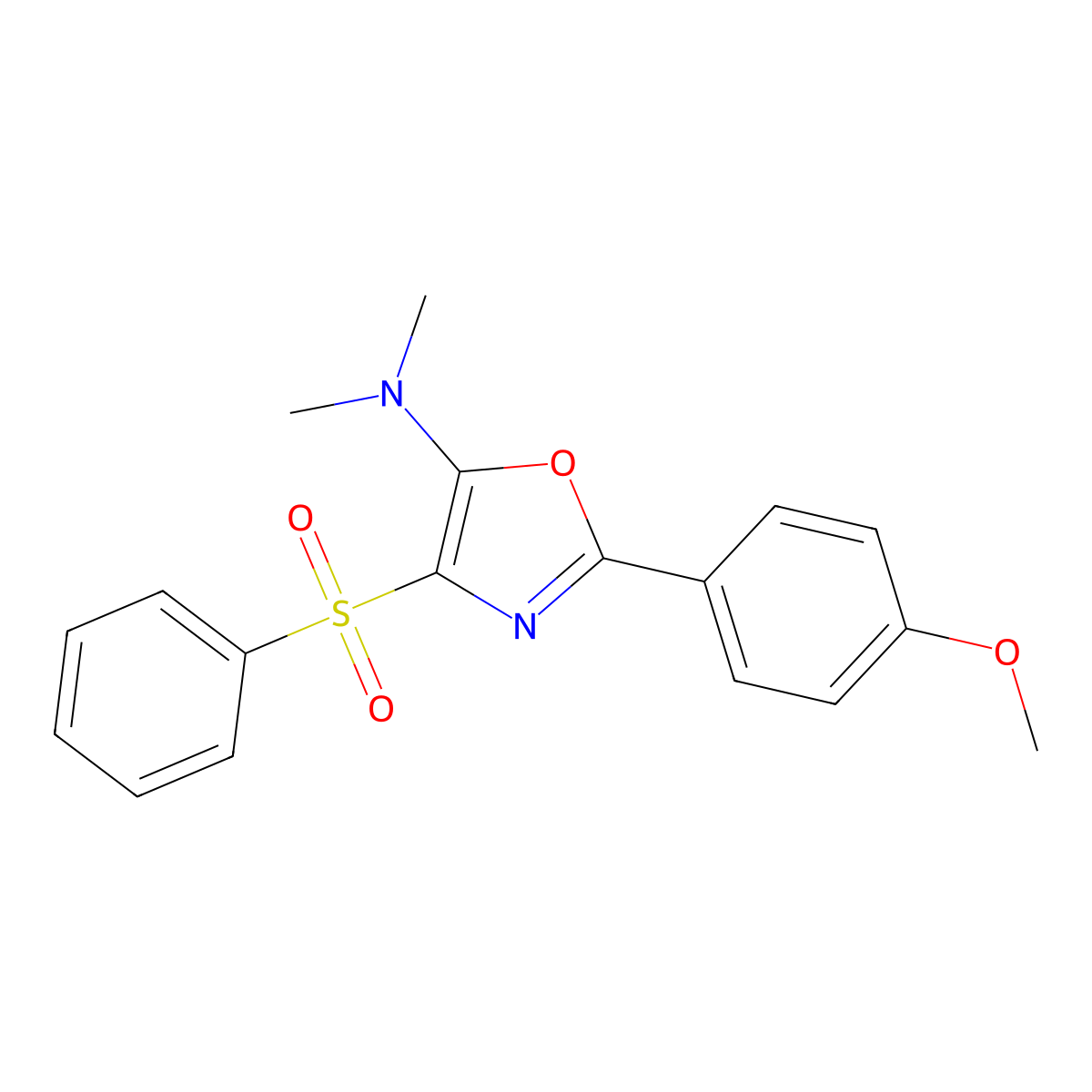 4-(benzenesulfonyl)-2-(4-methoxyphenyl)-N,N-dimethyl-1,3-oxazol-5-amine molecular structure, CAS 492997-86-1
