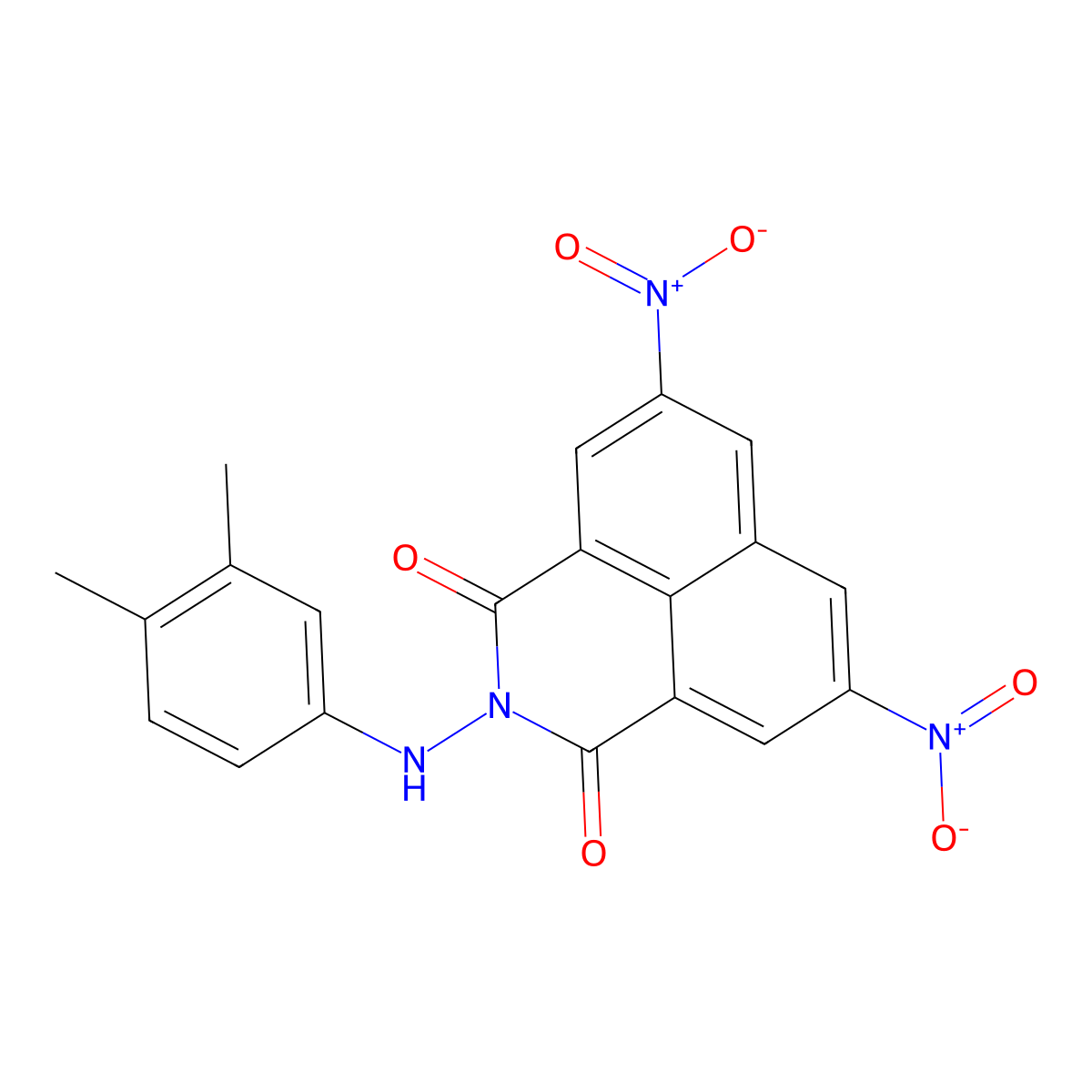 2-(3,4-dimethylanilino)-5,8-bisnitro-1H-benzo[de]isoquinoline-1,3(2H)-dione molecular structure, CAS 492997-88-3