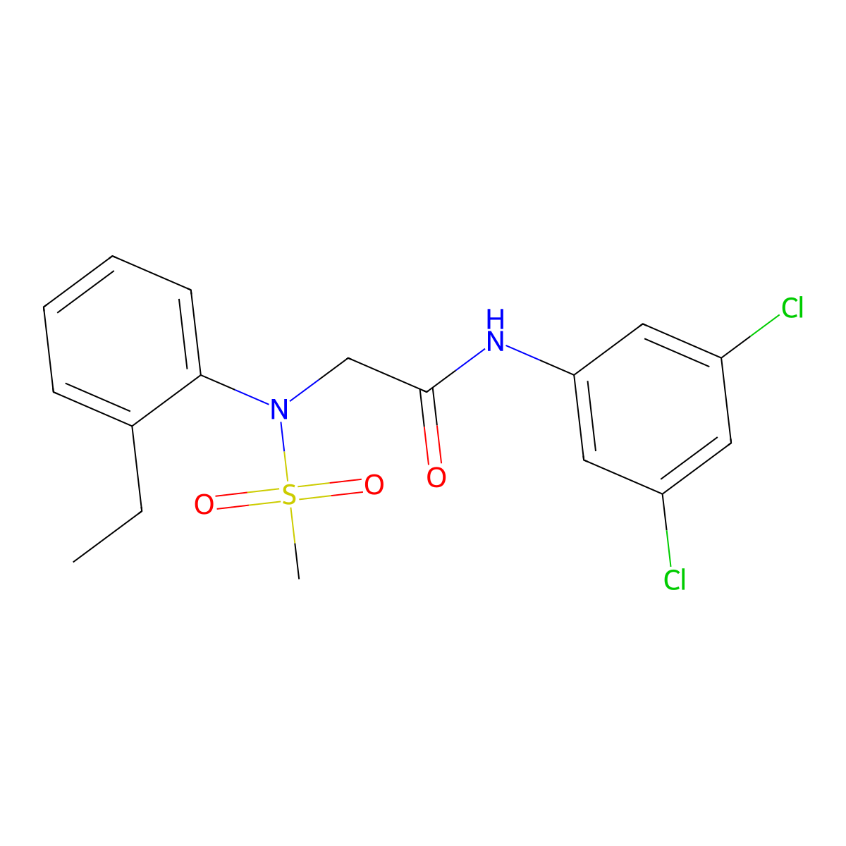 N-(3,5-Dichlorophenyl)-2-(N-(2-ethylphenyl)methylsulfonamido)acetamide molecular structure, CAS 492998-36-4