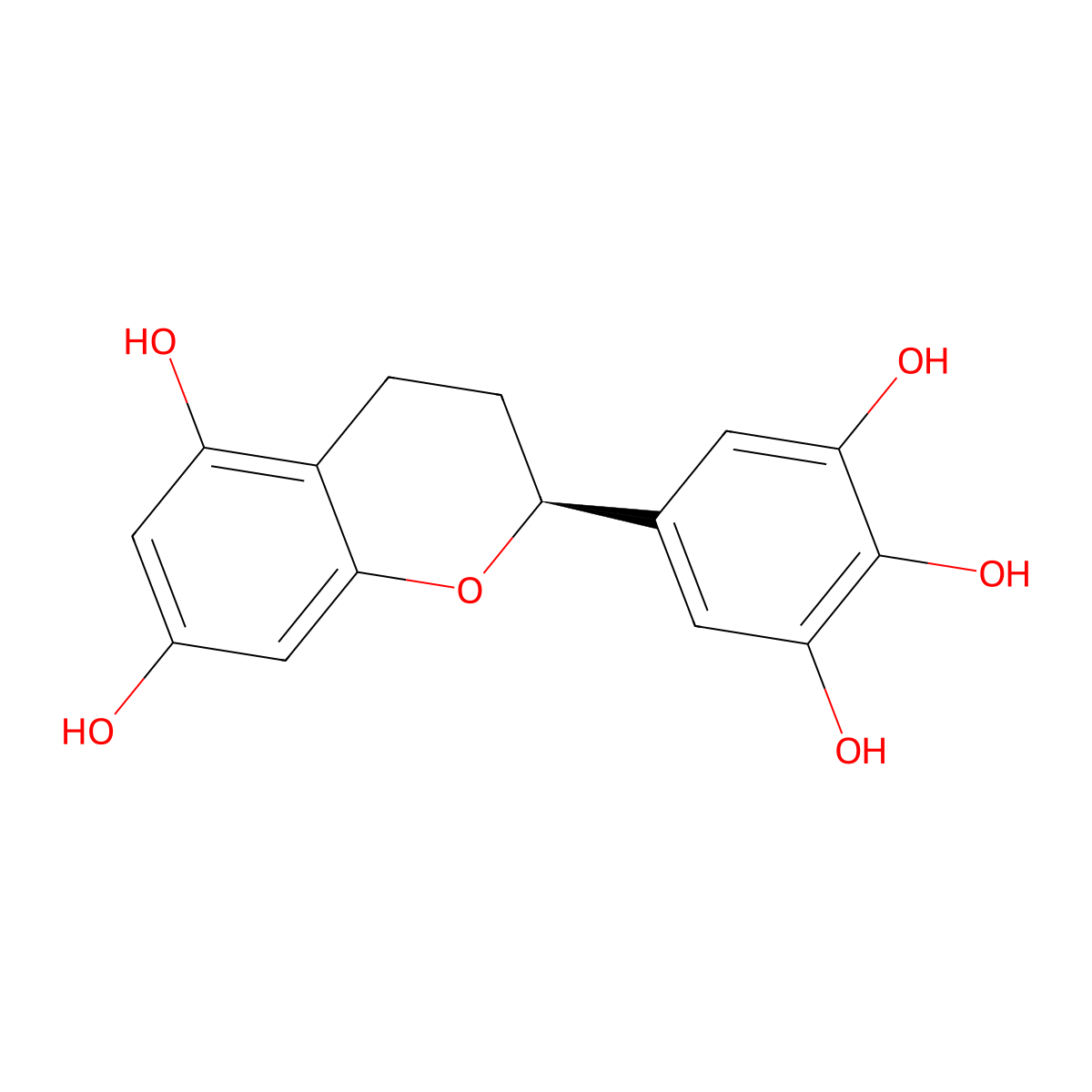 (S)-5-(5,7-dihydroxychroman-2-yl)benzene-1,2,3-triol molecular structure, CAS 493-44-7