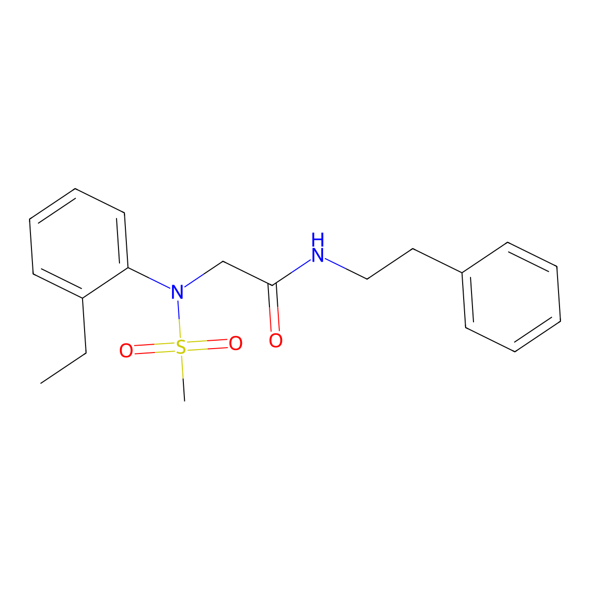 2-[(2-Ethylphenyl)(methylsulfonyl)amino]-N-(2-phenylethyl)acetamide molecular structure, CAS 493002-02-1