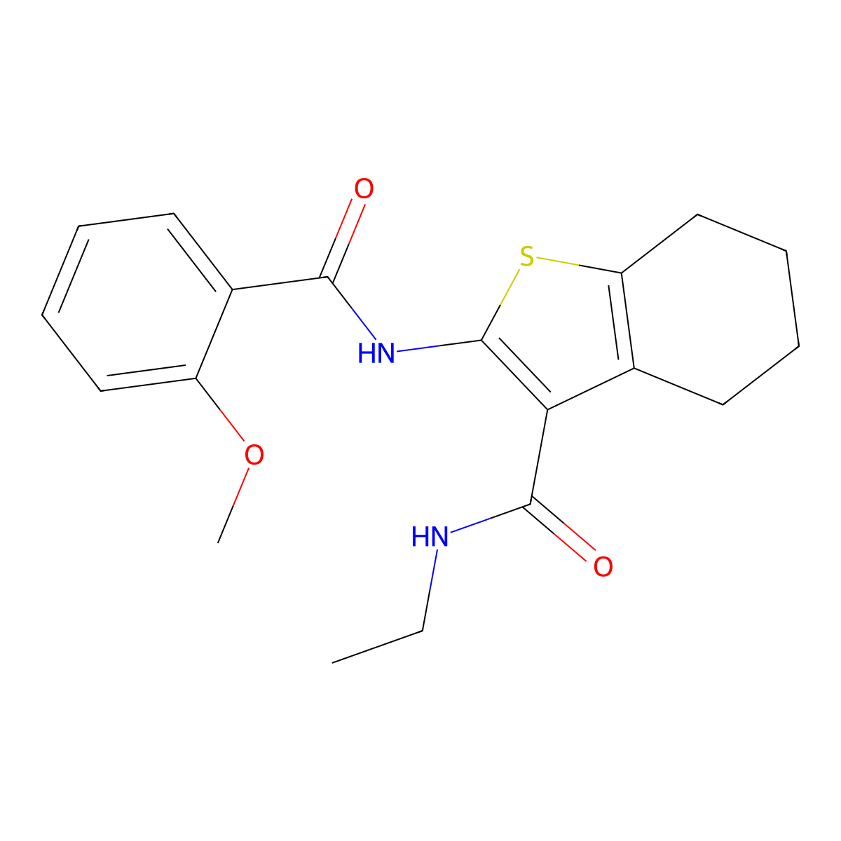 N-ET-2-((2-Meo-benzoyl)amino)-4,5,6,7-tetrahydro-1-benzothiophene-3-carboxamide molecular structure, CAS 493002-56-5