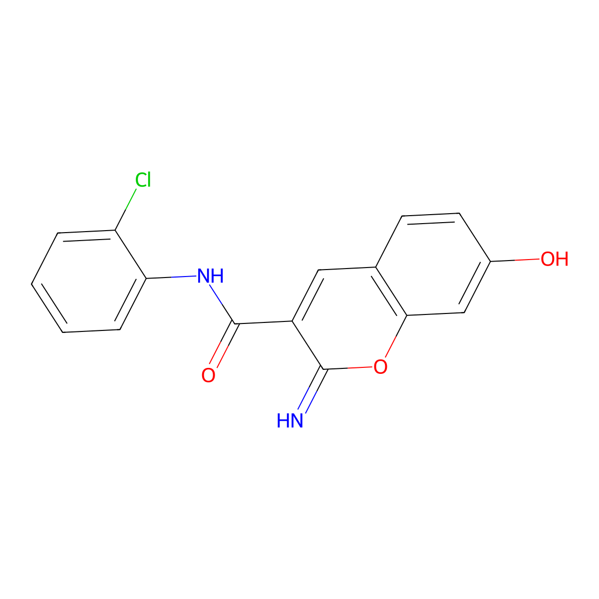 N-(2-chlorophenyl)-7-hydroxy-2-imino-2H-chromene-3-carboxamide molecular structure, CAS 493002-71-4