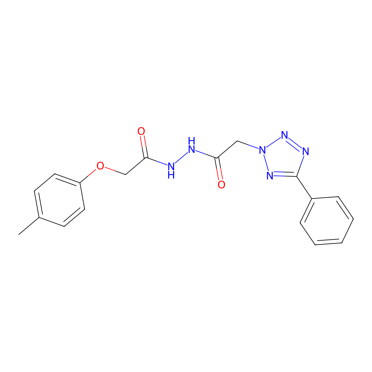 N'-[2-(4-methylphenoxy)-1-oxoethyl]-2-(5-phenyl-2-tetrazolyl)acetohydrazide molecular structure, CAS 493003-25-1