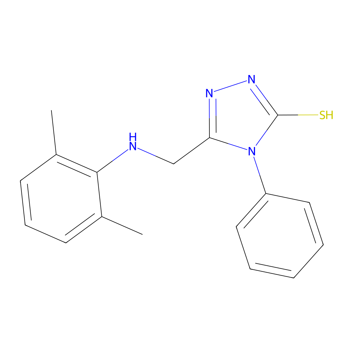 5-((2,6-Dimethylanilino)methyl)-4-phenyl-2,4-dihydro-3H-1,2,4-triazole-3-thione molecular structure, CAS 493003-34-2