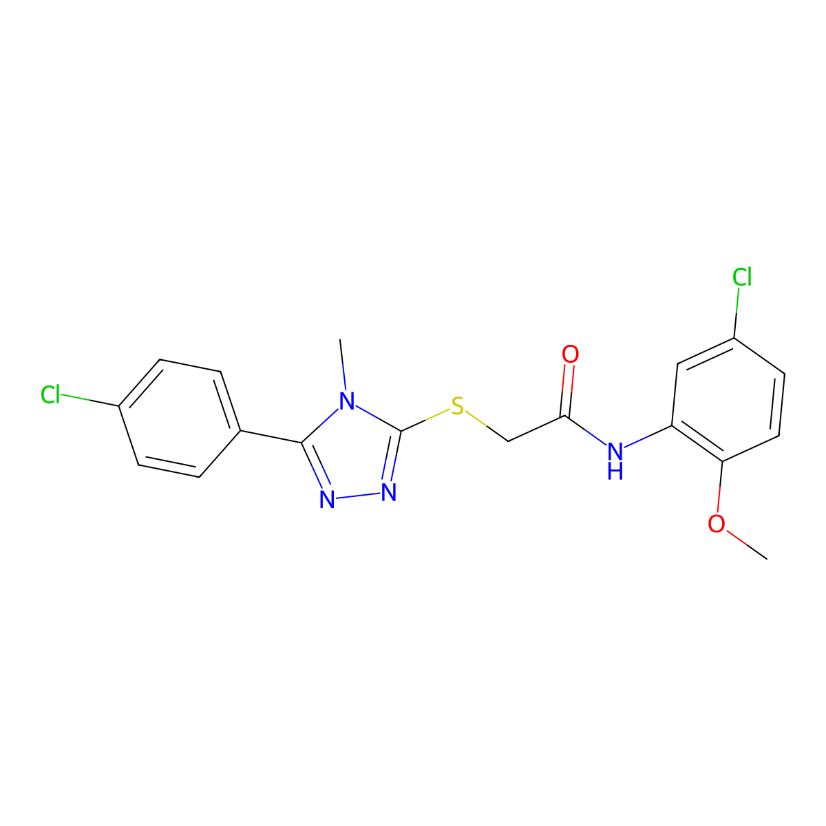 N-(5-chloro-2-methoxyphenyl)-2-[[5-(4-chlorophenyl)-4-methyl-1,2,4-triazol-3-yl]sulfanyl]acetamide molecular structure, CAS 493003-84-2