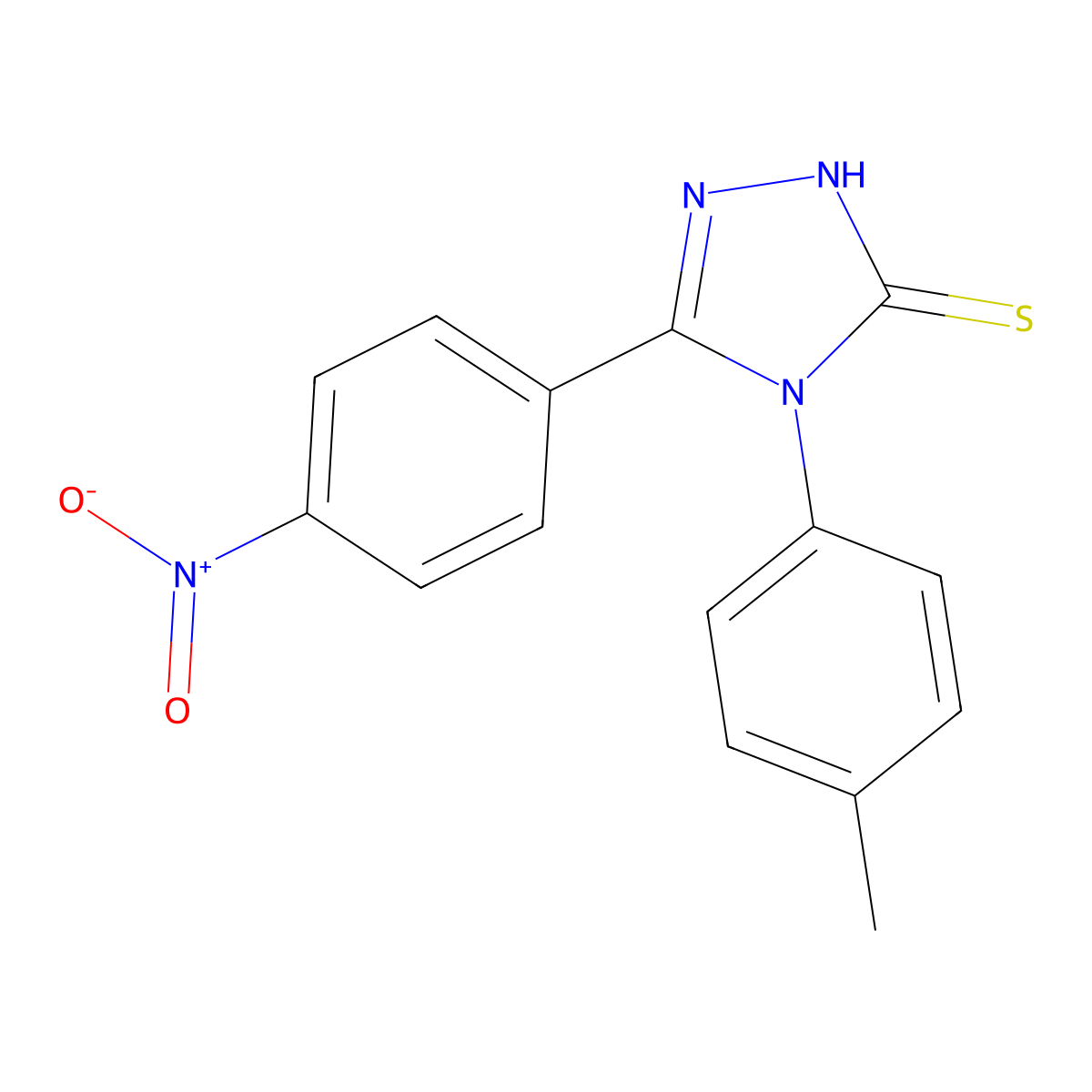 5-(4-Nitrophenyl)-4-(p-tolyl)-4H-1,2,4-triazole-3-thiol molecular structure, CAS 493013-14-2