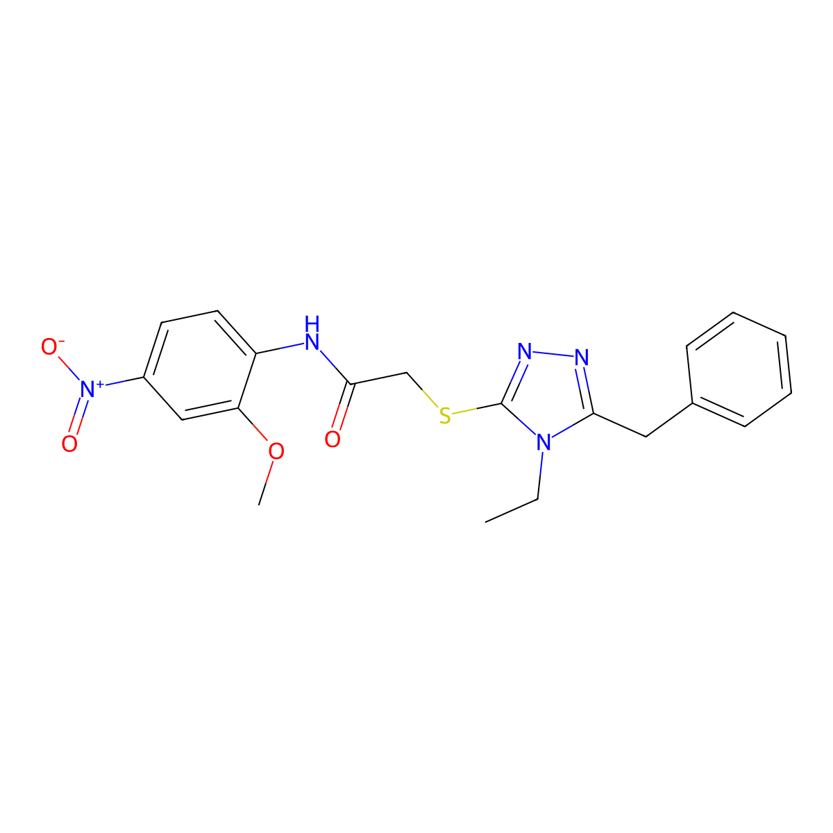 2-[(5-benzyl-4-ethyl-1,2,4-triazol-3-yl)sulfanyl]-N-(2-methoxy-4-nitrophenyl)acetamide molecular structure, CAS 493013-34-6