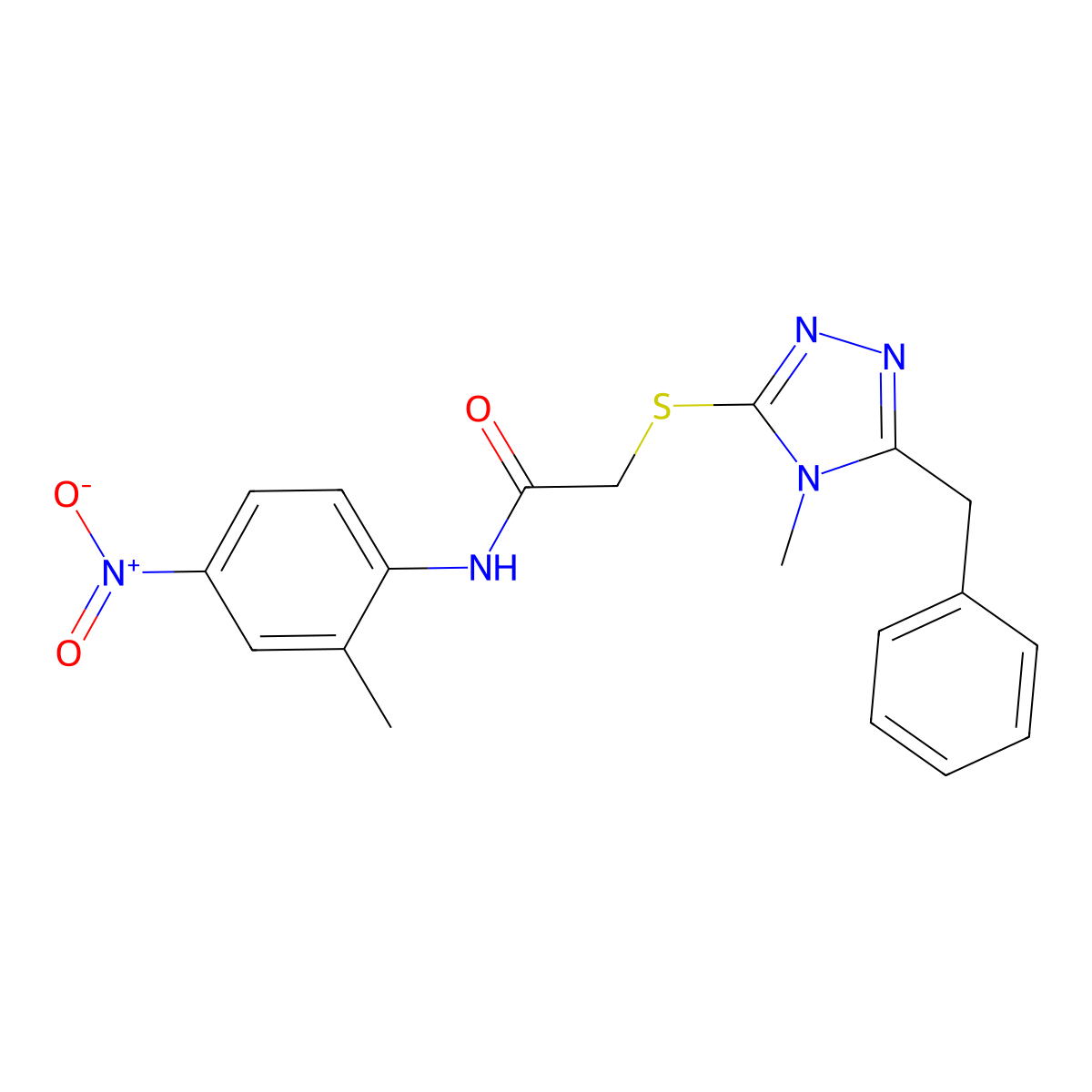 2-[(5-benzyl-4-methyl-1,2,4-triazol-3-yl)sulfanyl]-N-(2-methyl-4-nitrophenyl)acetamide molecular structure, CAS 493013-50-6