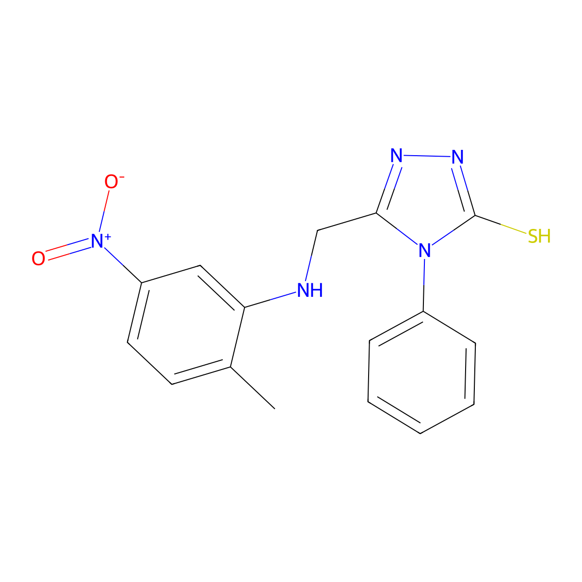 5-(((2-Methyl-5-nitrophenyl)amino)methyl)-4-phenyl-4H-1,2,4-triazole-3-thiol molecular structure, CAS 493013-77-7