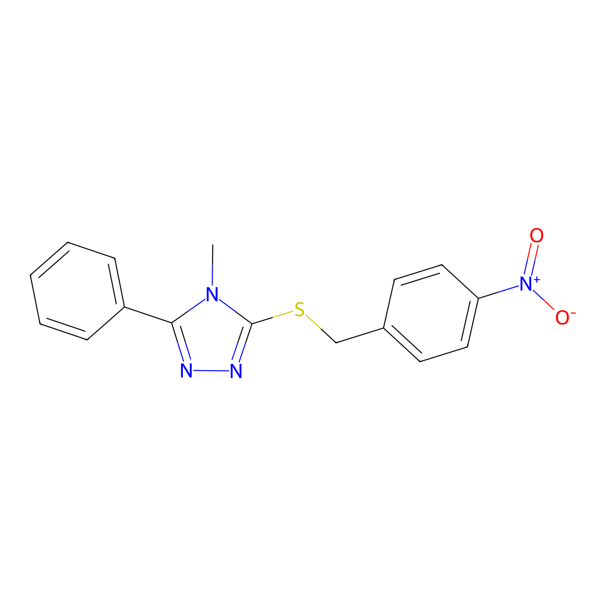 4-methyl-3-[(4-nitrobenzyl)sulfanyl]-5-phenyl-4H-1,2,4-triazole molecular structure, CAS 493013-98-2