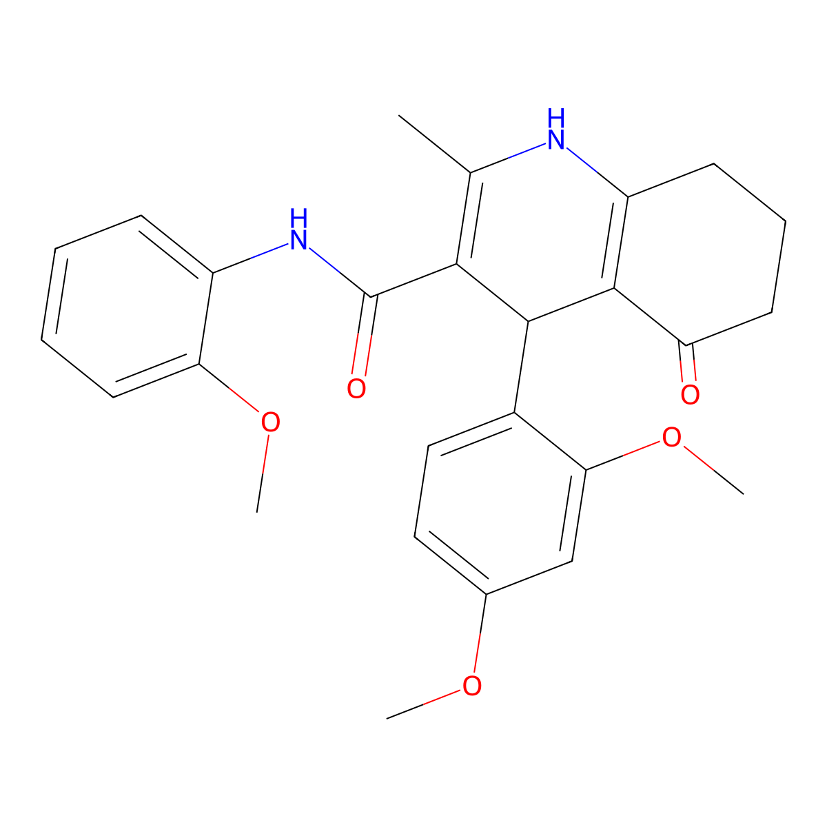 4-(2,4-Dimethoxyphenyl)-N-(2-methoxyphenyl)-2-methyl-5-oxo-1,4,5,6,7,8-hexahydroquinoline-3-carboxamide molecular structure, CAS 493017-17-7