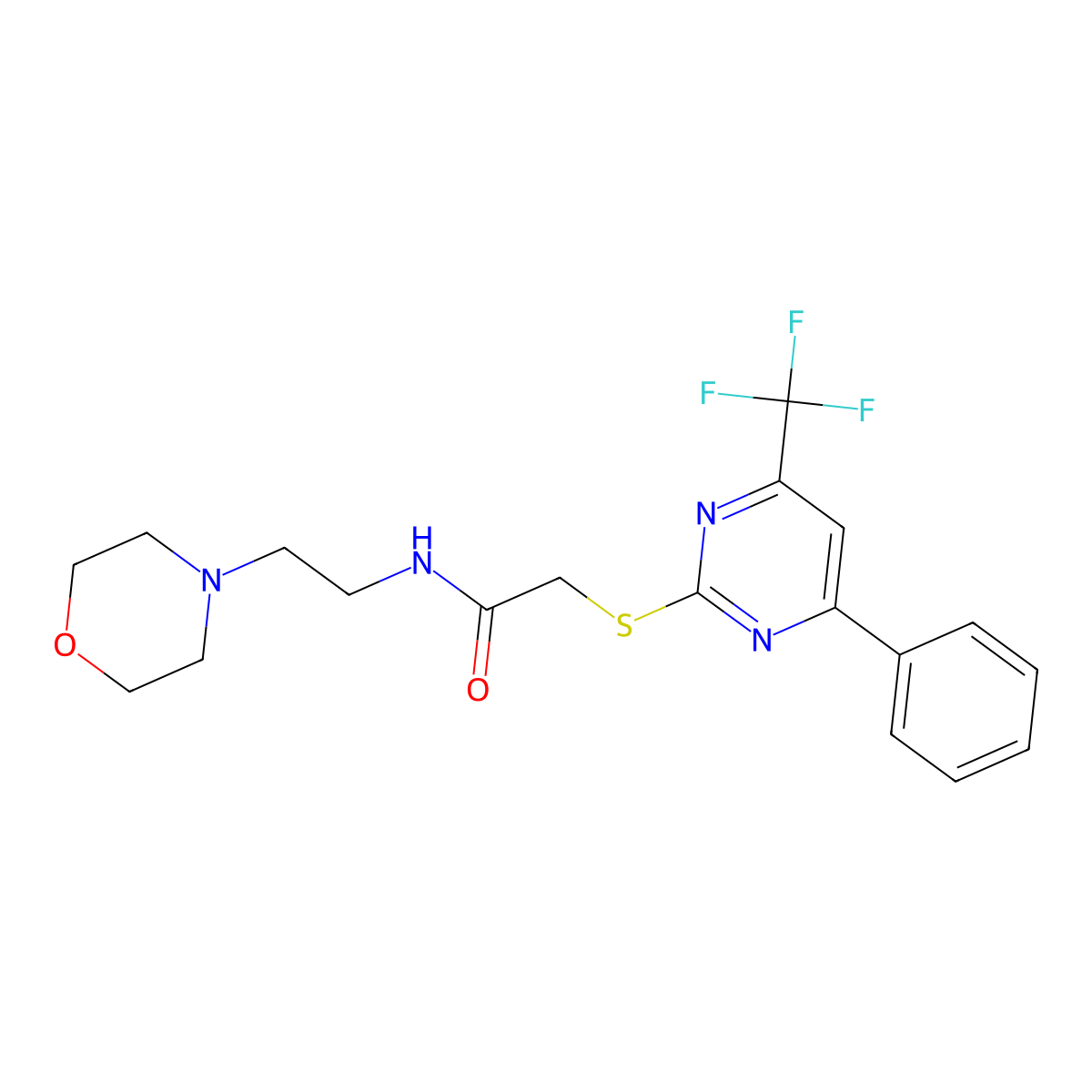 N-[2-(4-morpholinyl)ethyl]-2-{[4-phenyl-6-(trifluoromethyl)-2-pyrimidinyl]thio}acetamide molecular structure, CAS 493017-67-7