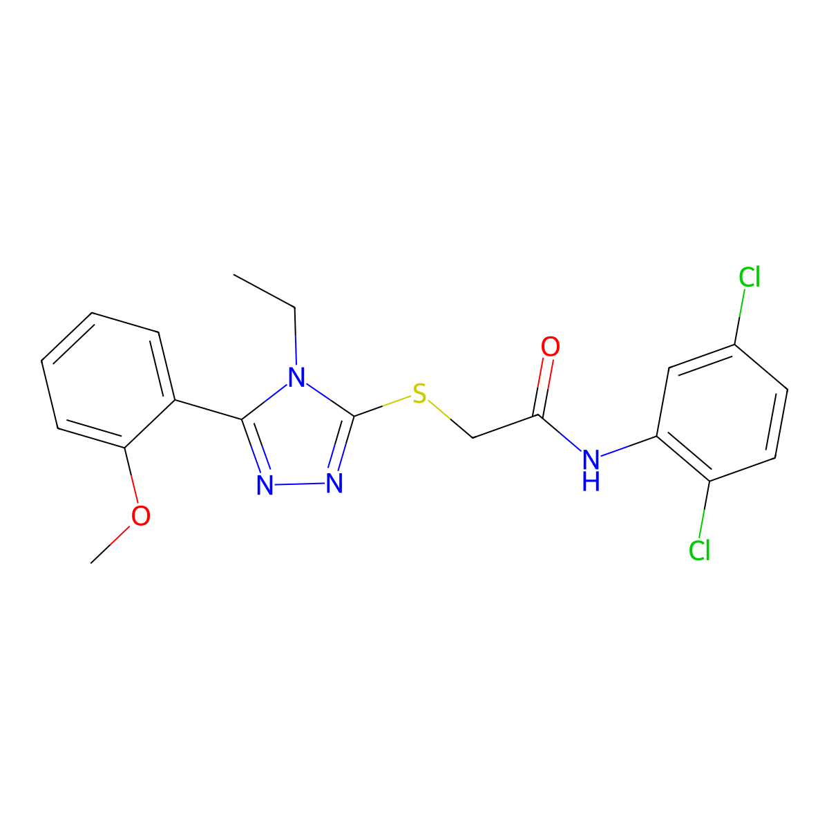 N-(2,5-dichlorophenyl)-2-{[4-ethyl-5-(2-methoxyphenyl)-4H-1,2,4-triazol-3-yl]sulfanyl}acetamide molecular structure, CAS 493021-75-3