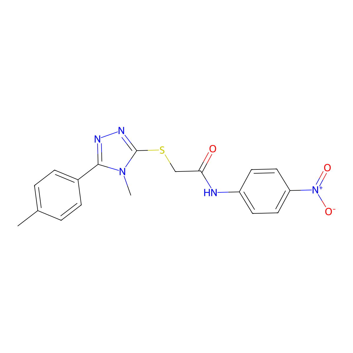2-[[4-methyl-5-(4-methylphenyl)-1,2,4-triazol-3-yl]sulfanyl]-N-(4-nitrophenyl)acetamide molecular structure, CAS 493023-63-5