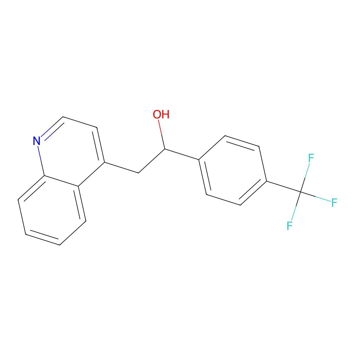 2-Quinolin-4-yl-1-(4-trifluoromethylphenyl)ethanol molecular structure, CAS 493024-38-7