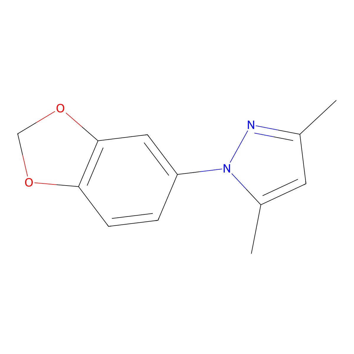 1-(benzo[d][1,3]dioxol-5-yl)-3,5-dimethyl-1H-pyrazole molecular structure, CAS 493024-84-3