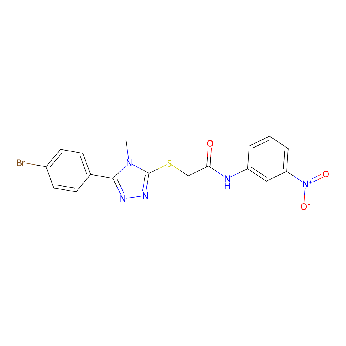 2-[[5-(4-bromophenyl)-4-methyl-1,2,4-triazol-3-yl]sulfanyl]-N-(3-nitrophenyl)acetamide molecular structure, CAS 493027-78-4