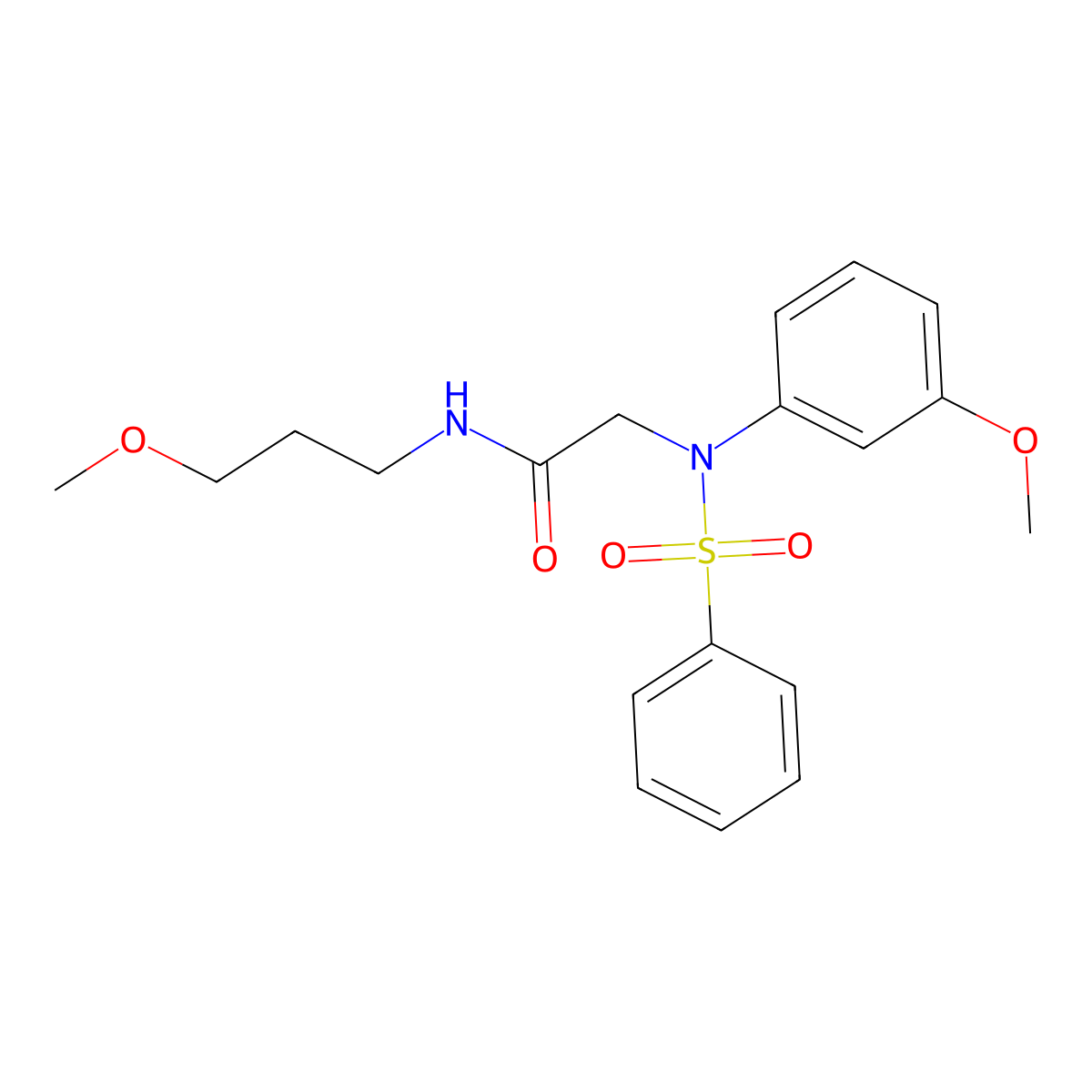 2-[N-(benzenesulfonyl)-3-methoxyanilino]-N-(3-methoxypropyl)acetamide molecular structure, CAS 493027-97-7