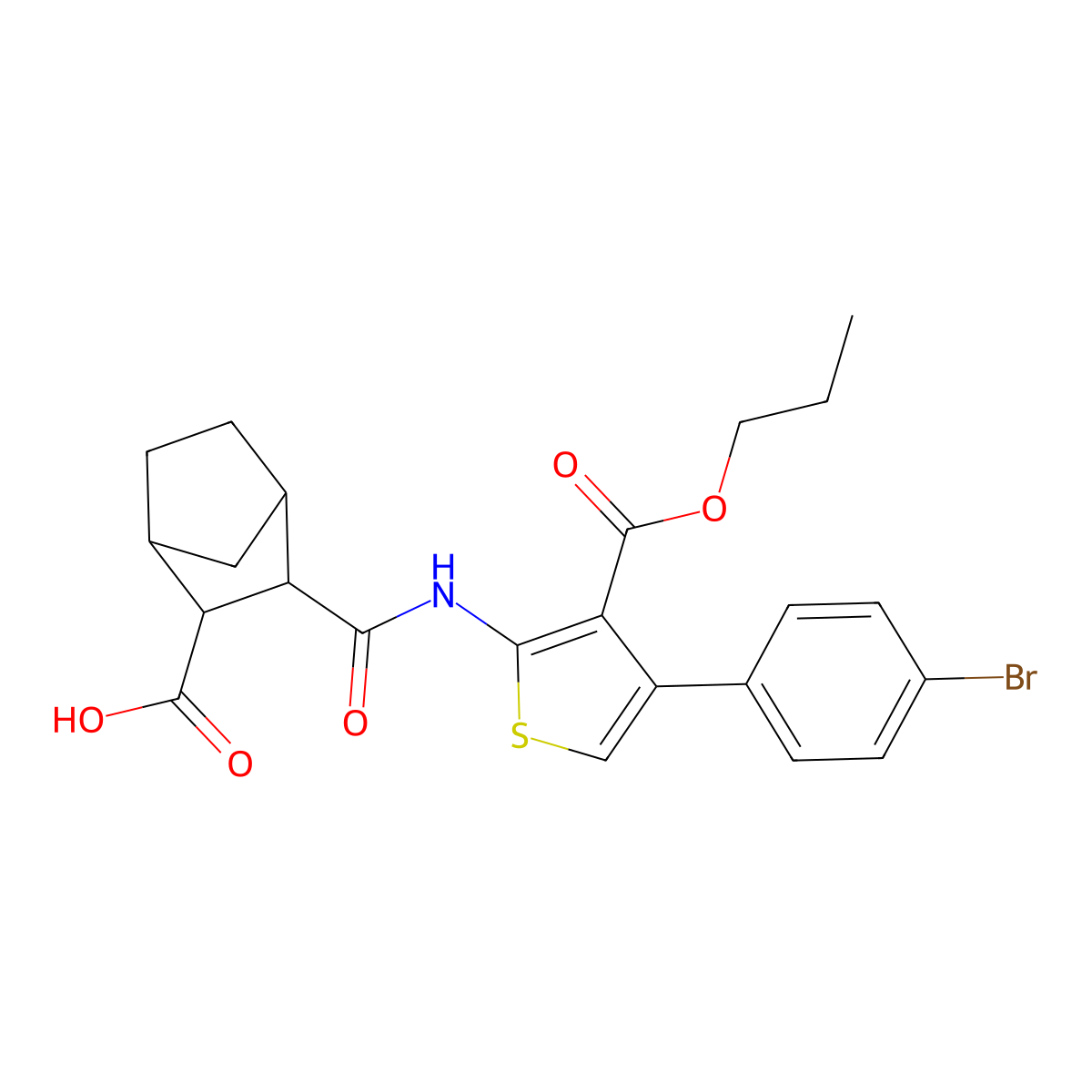 3-({[4-(4-Bromophenyl)-3-(propoxycarbonyl)-2-thienyl]amino}carbonyl)bicyclo[2.2.1]heptane-2-carboxylic acid molecular structure, CAS 493031-90-6