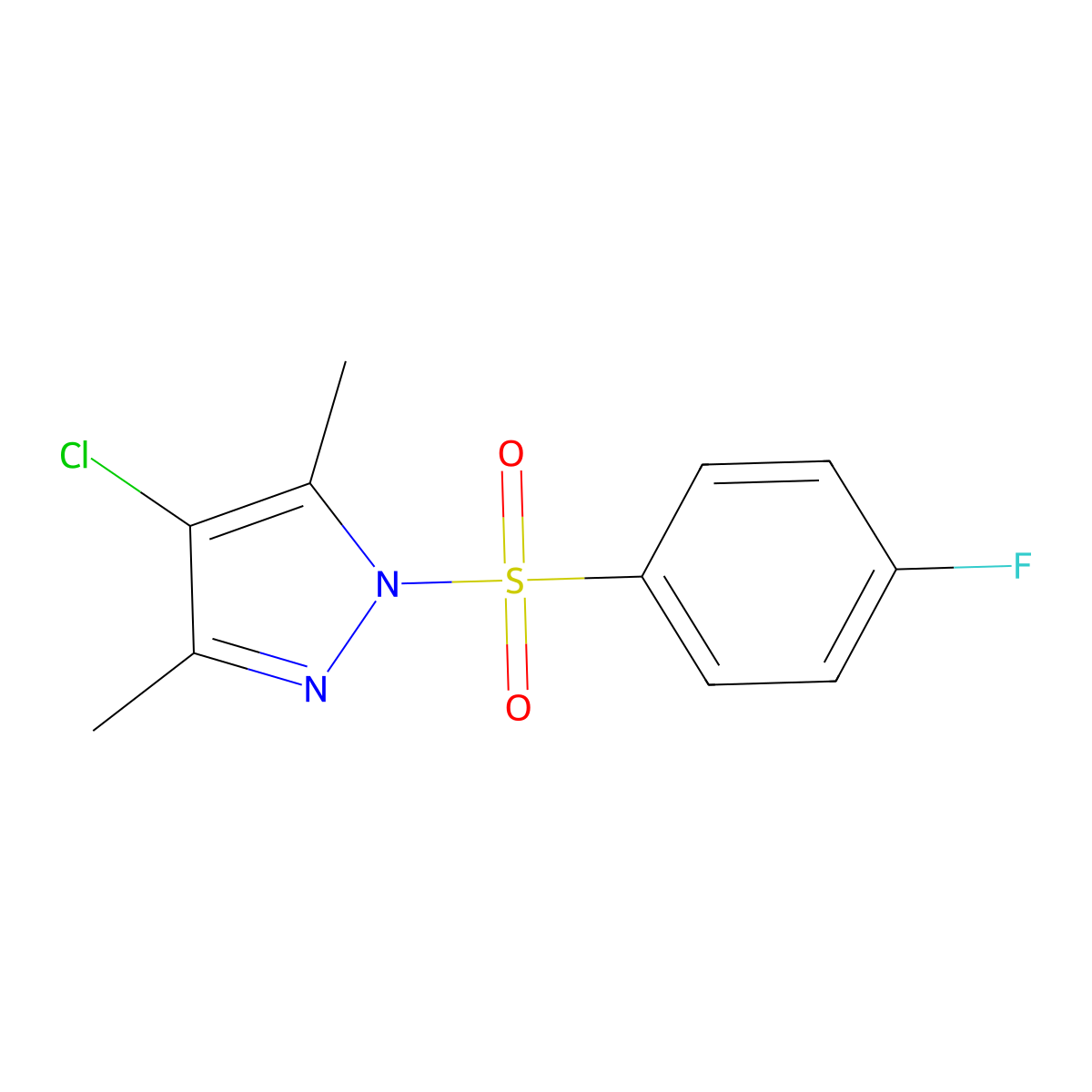4-chloro-1-[(4-fluorophenyl)sulfonyl]-3,5-dimethyl-1H-pyrazole molecular structure, CAS 493032-01-2
