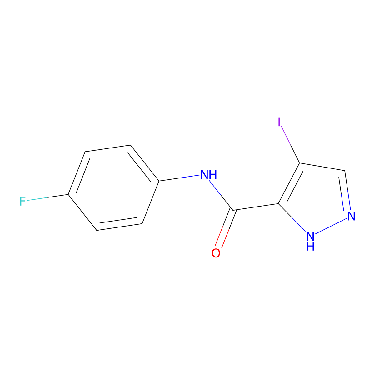 N-(4-fluorophenyl)-4-iodo-1H-pyrazole-3-carboxamide molecular structure, CAS 493032-17-0