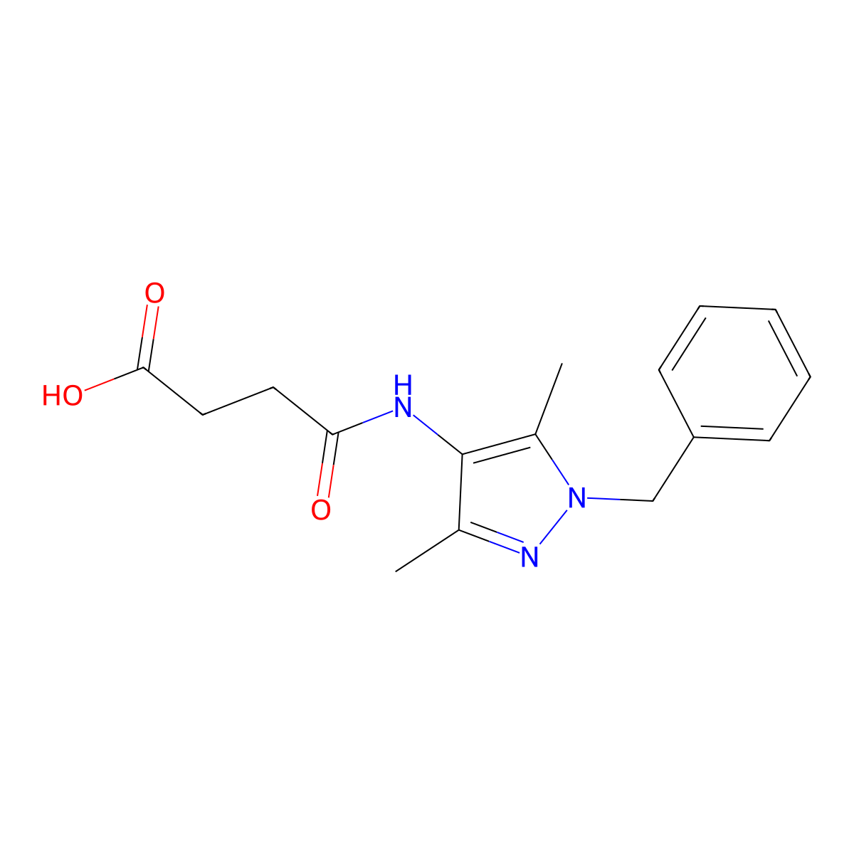 4-[(1-benzyl-3,5-dimethyl-1H-pyrazol-4-yl)amino]-4-oxobutanoic acid molecular structure, CAS 493032-30-7