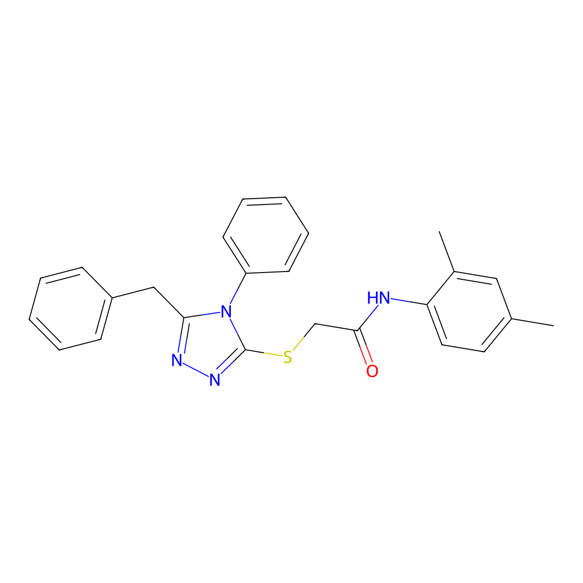 2-((5-Benzyl-4-phenyl-4H-1,2,4-triazol-3-yl)thio)-N-(2,4-dimethylphenyl)acetamide molecular structure, CAS 493032-75-0