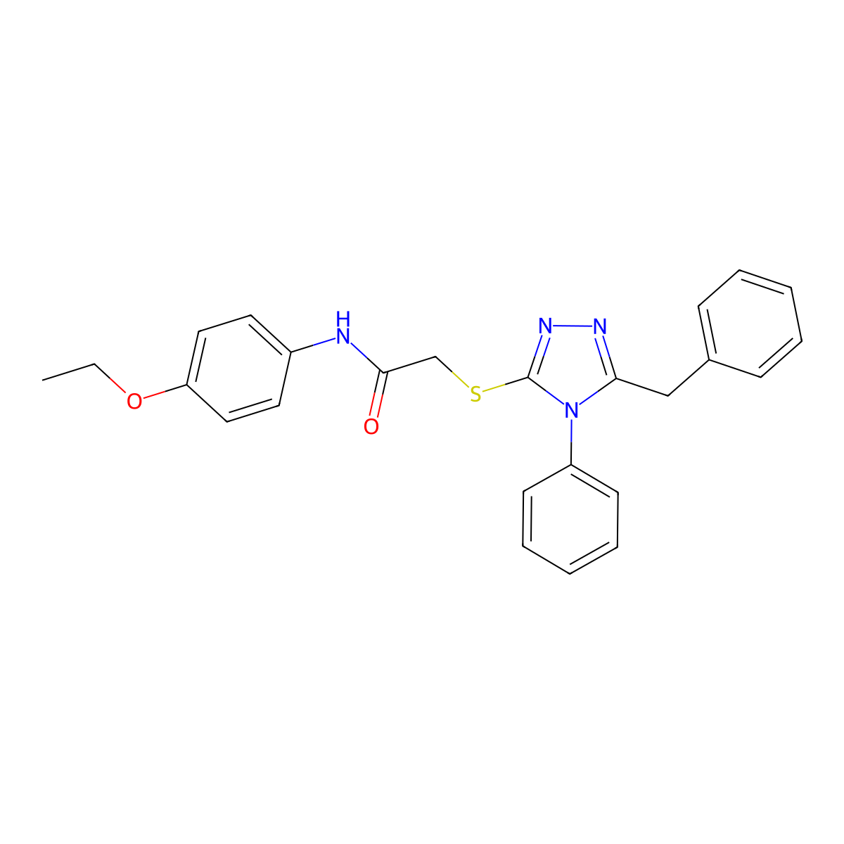 2-((5-Benzyl-4-phenyl-4H-1,2,4-triazol-3-yl)thio)-N-(4-ethoxyphenyl)acetamide molecular structure, CAS 493032-76-1
