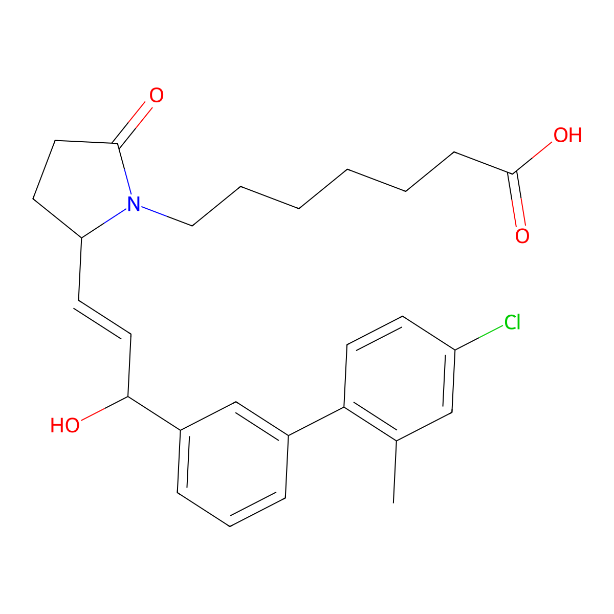 7-[(2R)-2-[(E)-3-[3-(4-chloro-2-methylphenyl)phenyl]-3-hydroxyprop-1-enyl]-5-oxopyrrolidin-1-yl]heptanoic acid molecular structure, CAS 493035-81-7
