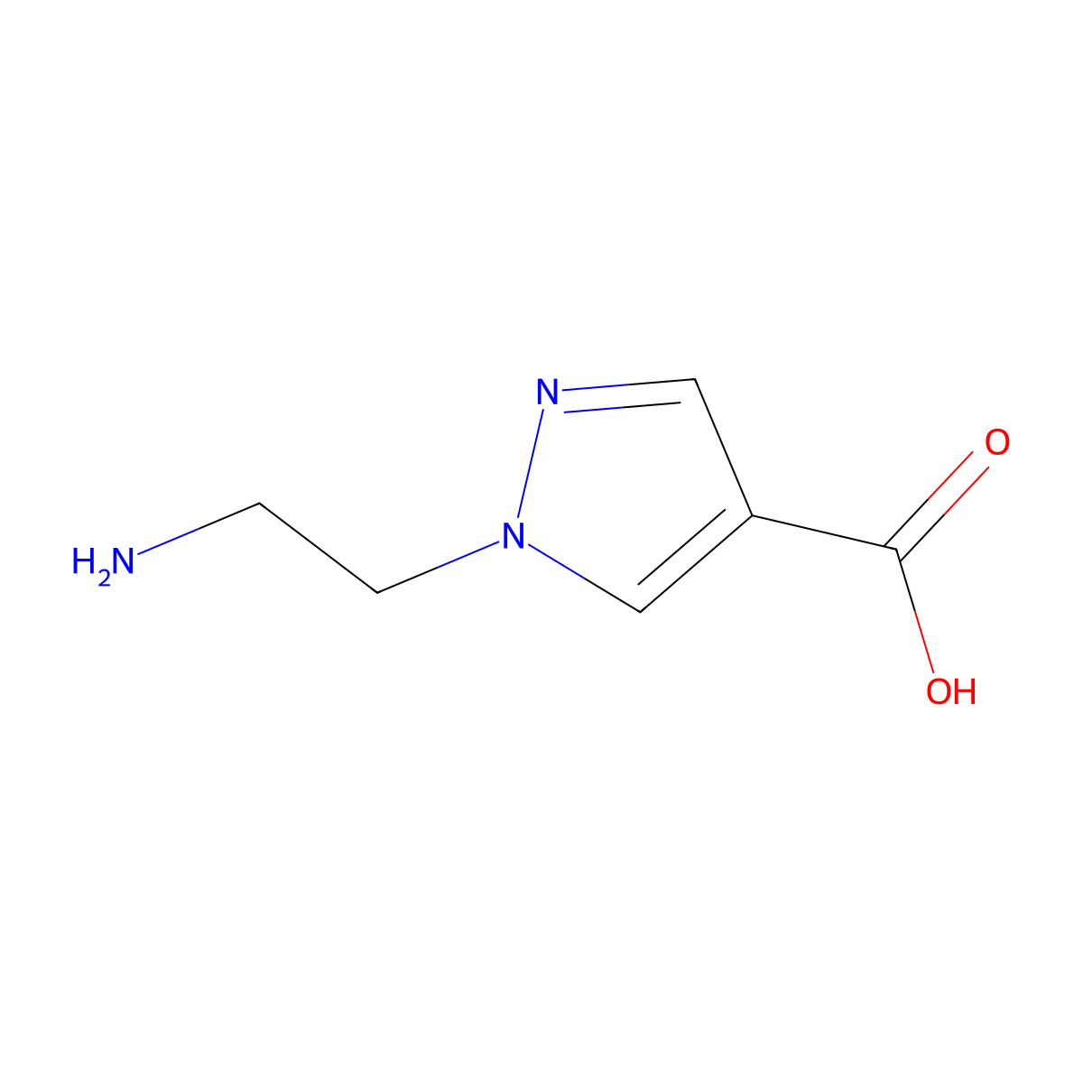 1-(2-Aminoethyl)-1H-pyrazole-4-carboxylic acid molecular structure, CAS 493036-32-1
