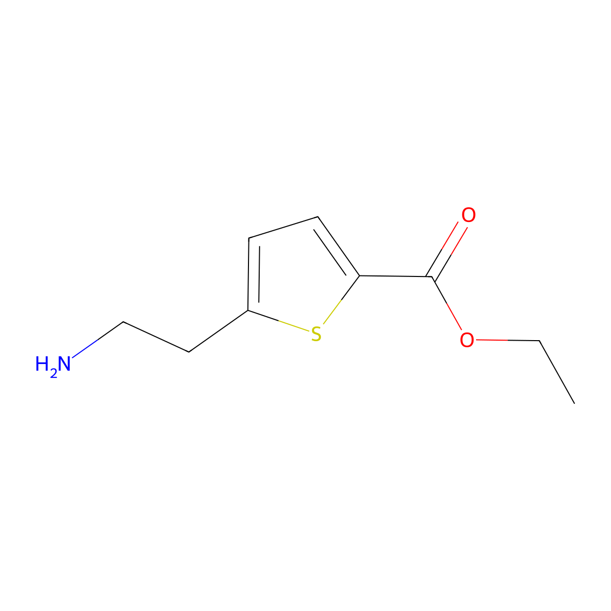Ethyl 5-(2-aminoethyl)thiophene-2-carboxylate molecular structure, CAS 493036-35-4