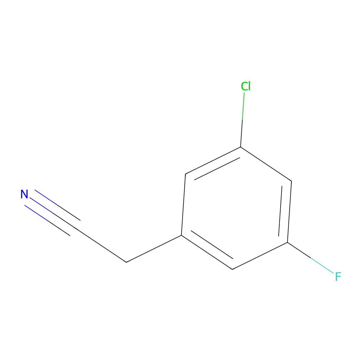 3-Chloro-5-fluorophenylacetonitrile molecular structure, CAS 493038-93-0