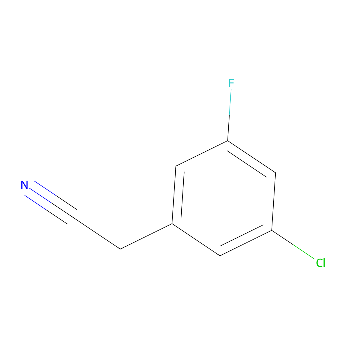 3-Chloro-5-fluorophenylacetonitrile molecular structure, CAS 493038-93-0