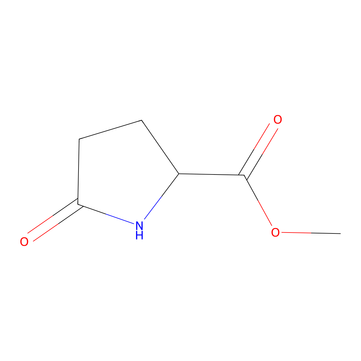 Methyl 5-oxo-L-prolinate molecular structure, CAS 4931-66-2