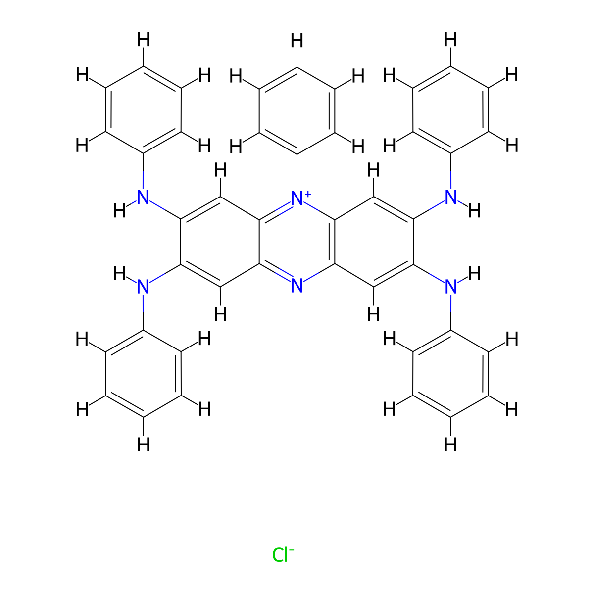 5-Phenyl-2,3,7,8-tetrakis(phenylamino)phenazinium chloride molecular structure, CAS 4935-82-4