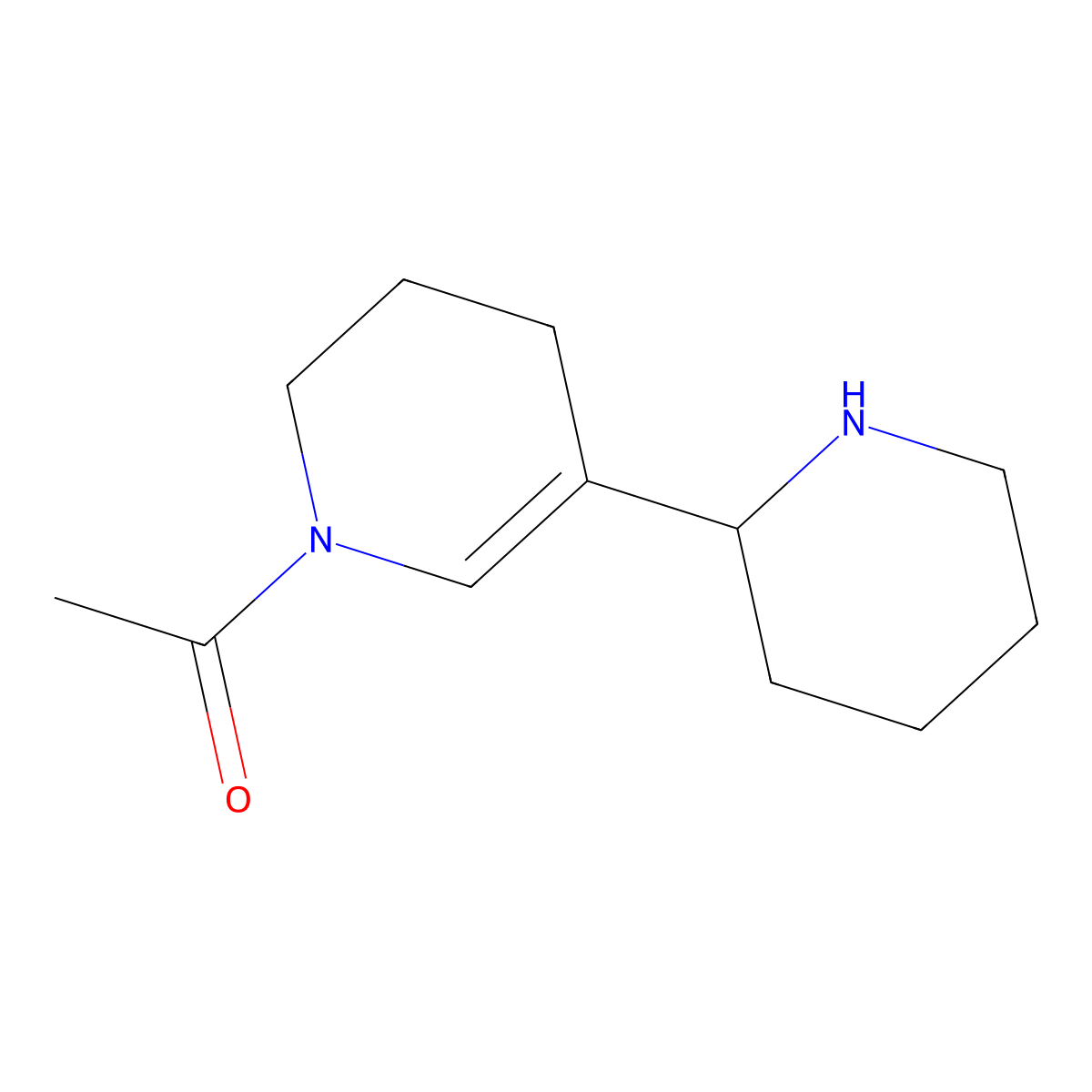 1-(3,4-Dihydro-5-(2R)-2-piperidinyl-1(2H)-pyridinyl)ethanone molecular structure, CAS 494-15-5